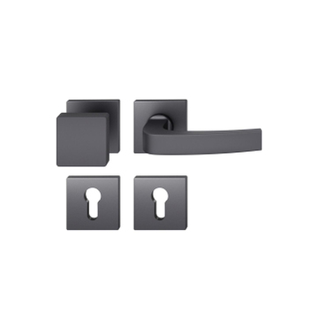FSB 1163 Türdrücker-Knopf Garnitur Aluminium gestrahlt, schwarz eloxiert (0810)