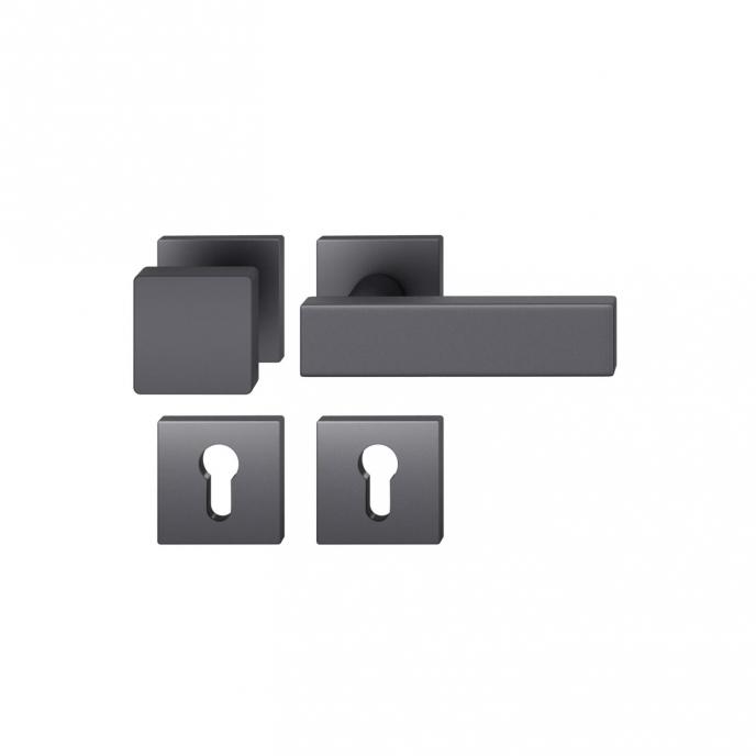 FSB 1003 Türdrücker-Knopf Garnitur Aluminium gestrahlt, schwarz eloxiert (0810)