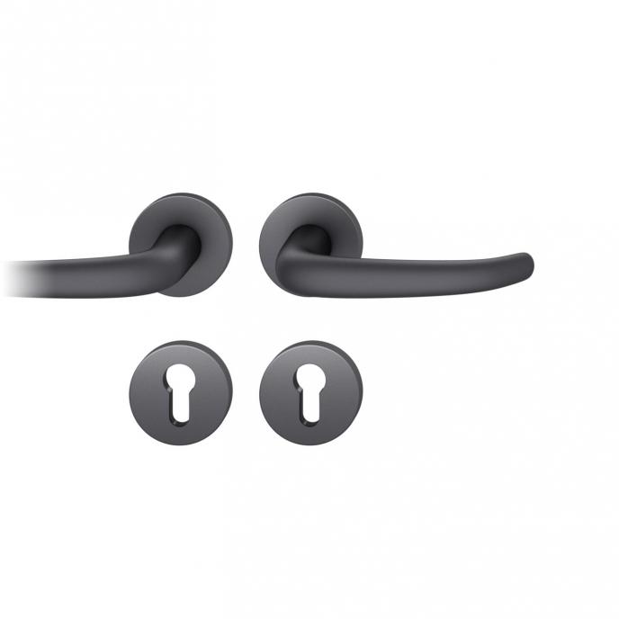 FSB 1023 Türgriff für Profilzylinderrosette Aluminium gestrahlt, schwarz eloxiert (0810)