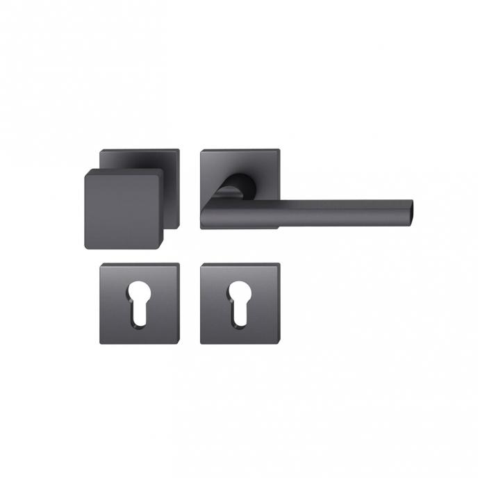 FSB 1035 Türdrücker-Knopf Garnitur Aluminium gestrahlt, schwarz eloxiert (0810)