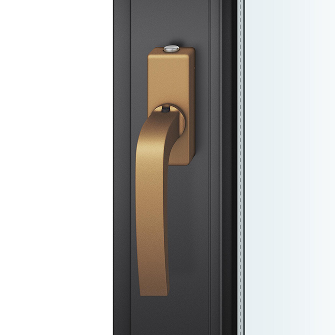 FSB 1163 Fenstergriff mit Knopfverriegelung Aluminium gestrahlt, bronzefarbig eloxiert (0410)