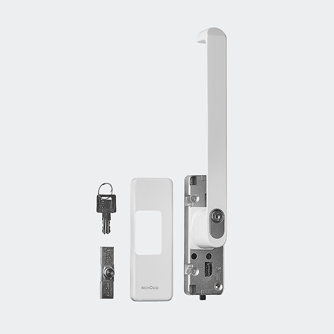 Fenstergriff Verkehrsweiß | DIN links